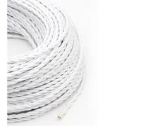 Knitted Fabric Cover Twisted Cloth Wire, 2-core 0.75mm retro twisted braided light cord multi-color 1-100 meters(White,2meter)