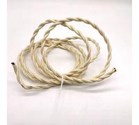 Knitted Fabric Cover Twisted Cloth Wire, Braided Cloth Covered Wire Cord 2 Core 0.75mm Multicolor Multiple Sizes for Vintage Bulb(Beige,20m)
