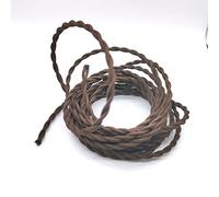 Knitted Fabric Cover Twisted Cloth Wire, Twisted Cloth Covered DIY Lamp Cord Wire 18 Gauge 2 Conductor Multicolor 1-30m(Brown,5m)