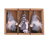 Knitted fabric faceless doll set with plaid pattern, set of three dolls filled with pp cotton, crafted for hanging on Christmas trees during the holiday season (2)