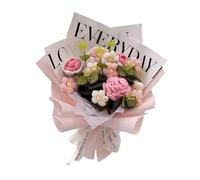 Knitted Flower Display, Home Centerpiece Arrangement, Gift Idea for Girlfriend, Pink