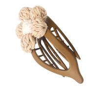 Knitted Flower Hair Claw Clip for Women, Fuzzy Duckbill Barrette | Lightweight Plastic, Yarn and Resin Design, Suitable for Half Buns, Ponytail Sections, Weddings, Casual Outings