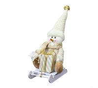 Knitted Foam Christmas Figurines Set - Cute Snowman and Skiing Santa Tree Ornaments for Holiday Decor and Festive Displays on Mantel or Tabletop(Golden Skier Snowman)