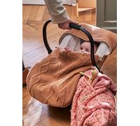 Knitted Footmuff with Polar Fleece Lining, for Car Seat camel