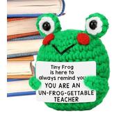 Knitted Frog Christmas Stocking Emotional Crochet Frog | Cute Crochet Frog Emotional Knitted Frog | Funny Doll Socks Collectible with Comp Card