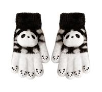 Knitted Full Finger Gloves-1 Pair Knitted Full Finger Gloves | Winter Soft and Cute Polyester Mink Gloves for Girls Panda for Women, Adults, Teens, Students, Pendol