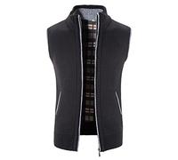 Knitted Gilet For Men, Full Zip Thick Winter Cardigan Fleece Lining Quilted Body Warmer Sleeveless Zip Up V-Neck Gilet Knitwear Classic Knitted Sweater Vest Slim Fit Jacket Tops With Pockets