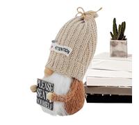 Knitted Gnome Plush - 20cm Swedish Tomte Stuffed Doll, Soft Decorative Toy | Bathroom Table Ornament for Kids Teens Holiday Playroom Collectible Home Decor Adorable Fabric Handcrafted Small