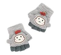 Knitted Half Finger Gloves for Kids Kid Knitted Fingerless Gloves Warm Cartoon Flip Top Half Finger Gloves for Toddler 2 to 5 Years 1Pair