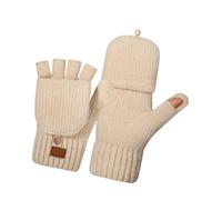 Knitted Half Finger Gloves for Women Double Layer Windproof Thermal Lining for Extreme Winter Cold Stylish Cold-Resistant Gloves