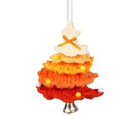 Knitted Hanging Pendant - Rainbow Colors Multi-Layered Crochet | Small Tree Ornaments With Bells Crochet Tree Patterns | Table Centerpiece For Desk Mantelpiece Windowsill Bookshelves