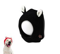 Knitted Hat for Dog, Elastic Warm Ear Protection Knit Hat,Dog Winter Hat,Cute Cat Fluffy Warm Cap Knitted,Dog Cat Winter Knit Pompom Hat, Dog Hat Warm Winter Dog Hat Knit Head Wear for Pet (Black)