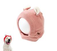 Knitted Hat for Dog, Elastic Warm Ear Protection Knit Hat,Dog Winter Hat,Cute Cat Fluffy Warm Cap Knitted,Dog Cat Winter Knit Pompom Hat, Dog Hat Warm Winter Dog Hat Knit Head Wear for Pet (Pink)
