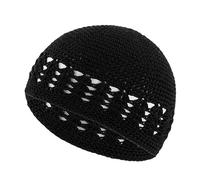 Knitted Hat for Students Adult Muslims Foldable Winter Hat Handmade Crochet Pray Keep Hollow Out Cycling Knit Hats for Women Hats Winter Women Adult and Teens Black