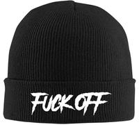 Knitted Hat Fuck Off Winter Cozy Knitted Beanie Cuffed Skullcap for Men Guys Hiking
