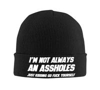 Knitted Hat I'm Not Always an Assholes Just Kidding Go Fuck Yourself Cuffed Knitted Beanie Unisex Winter Hat for Hiking Cycling Sports