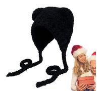 Knitted Hat with Bear Ears, Adult Bear Hat with Size, Cute Hat with Adorable Bear Ears for Family Friends Birthday Christmas