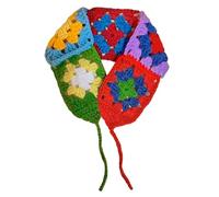 Knitted Headband for Women Stretch Turban Floral Crocheted Granny-square Ethnic Style Tie Head Wrap Headband