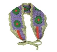 Knitted Headband for Women Stretch Turban Floral Crocheted Granny-square Ethnic Style Tie Head Wrap Headband