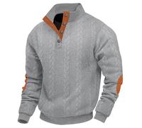 Knitted Jacquard Sweatshirt Without For Leisure Activities Outdoor Sports Men's Outerwear, Light grey, M