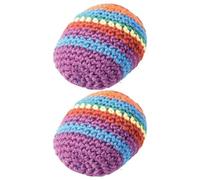 Knitted Juggling Footbags, 2 Pack Handmade Juggling Balls Kit, for Circus Practice and Skill Building Soft Bean Filled Balls for Outdoor Beach Park Travel Use for Balance and Hand Eye Practice