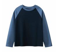 Knitted Jumper Boys Spring and Autumn Children's Long Sleeve T-Shirt Men and Women Crew Neck Sleeves Plain Long Sleeve Ice Hockey T-Shirt Boy, blue, 13-15 Years