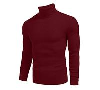 Knitted Jumper Men's Winter Turtleneck Pullover Plain Pullover Fine Knit Cotton Mix Long Sleeve Sweater Elastic Jumper Soft Winter Jumper Casual Sweatshirt Basic Tops