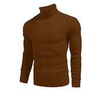 Knitted Jumper Men's Winter Turtleneck Pullover Plain Pullover Fine Knit Cotton Mix Long Sleeve Sweater Elastic Jumper Soft Winter Jumper Casual Sweatshirt Basic Tops