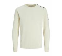 Knitted Jumper with Crew Neck and Buttons Striped