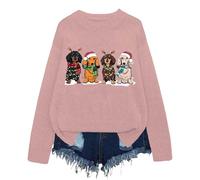 Knitted Jumper Women's Animals Christmas Jumper Crew Neck Long Sleeve Knitted Jumper Loose Fit Knitted Pullover Tops Holiday Motifs Long Sleeve Jumpers Teenager Girls Autumn Winter Warm Women's Jumper