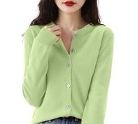 Knitted Jumper Women's Lightweight Cardigan Long Sleeve Elegant Long Sleeve Crew Neck Cardigans Lightweight Bolero Jacket with Buttons Soft Jacket Over Top Dress Summer Cardigan Women's Elegant