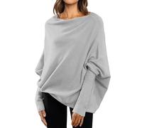 Knitted Jumpers Fall Sweaters for Women Asymmetric Draped Jumper Long Batwing Sleeve Off The Shoulder Sweater Knit Pullover Christmas Ski Women Pullover Sweater Daily Essentials Pullover for Mom