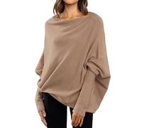Knitted Jumpers Fall Sweaters for Women Asymmetric Draped Jumper Long Batwing Sleeve Off The Shoulder Sweater Knit Pullover Christmas Ski Women Pullover Sweater Daily Essentials Pullover for Mom