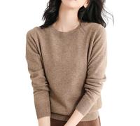 Knitted Jumpers for Women Soft Bracelet Sleeve Essentials Solid Pullover Elegant Blend Comfortable Stretchy Knitwear Thermal Crew Neck Breathbale Fit Cropped Pullovers Autumn Daily Office Khaki