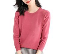 Knitted Jumpers for Women Soft Bracelet Sleeve Essentials Solid Pullover Elegant Blend Comfortable Stretchy Knitwear Thermal Crew Neck Breathbale Fit Cropped Pullovers Autumn Daily Office Hot Pink