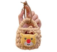 Knitted Keychain Wallet Soft Plush Yarn Bag Rings Earphone Storage for Adults Kids Festive Plush Coin Purse Keychain