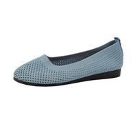 Knitted Loafer for Women Slip-On Sneakers Hollow Lightweight Cute Flying Woven Single Shoe Comfort Footbed Breathable Mesh Soft Sole Comfortable Business Working Summer Slides (Grey, 5)