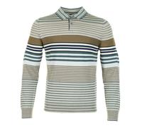 Knitted Long Sleeve Striped Polo Shirt Petrol Green, XXL