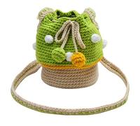 Knitted Mushroom Bag,Mushroom Crochet Bag,Mushroom Shape Drawstring Bucket Bag | Knitted Coin Purse, Crochet Purse, Knitted Shoulder Bag, Handwoven for Headphones, AU, green, Consulte la descripción