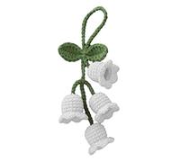 Knitted Orchid Flower Keychain Cute Sweet Crocheted Flower Bell Pendant Bags Women Decoration Key Keyring