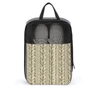 Knitted Pattern with Cream Yarn Shoe Bag for Travel Daily Use Anti-dust Storage Carrier Golf Shoe Pouch