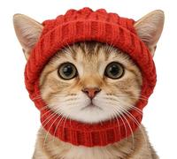 Knitted Pet Hat Beanie, Cute Ear Hole Costume Accessory, Medium Size Winter Hat with Sturdy Knit Construction, Compact Pet Headwear, Soft Acrylic Yarn, Hats