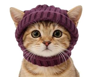 Knitted Pet Hat Beanie, Cute Ear Hole Costume Accessory, Medium Size Winter Hat with Sturdy Knit Construction, Compact Pet Headwear, Soft Acrylic Yarn, Hats