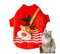 Knitted Pet Sweater Christmas Style Cat Jacket with Bag - Soft Winter Dog Clothes Cute Cat Clothes Comfortable Kitten Clothes for Winter Puppy