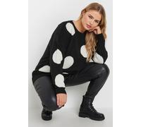 Knitted Polka Dot Jumper Yours Black 30-32