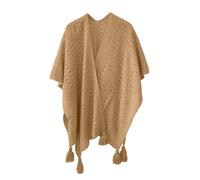 Knitted Poncho Ethnic Style Knitted Tassel Poncho for Women Vintage Boho Open Front Wraps Shawl Hippie Soft Crochet Cardigan with Fringe Winter Warm Blanket Pashmina Cape