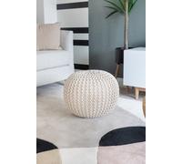 Home Sweet Home UK Handmade Ottoman Large Knitted Pouffe Footstool - 100% Cotton Chunky Knitted Round Pouffes For Living Room - Suitable For Resting Feet, Occasional Seating & Decor