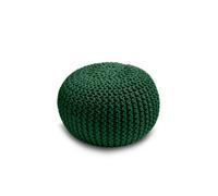 Knitted Pouffe Chunky Round Footstool Ottoman 100% Cotton Handmade Green