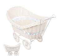 Knitted Pram Decoration Accessories - Country House Style Rattan Look Pram | Storage and Organisation for Kitchen Living Room Garden Children's Room Patio Decoration Celebrations Girls