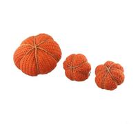 Knitted Pumpkin Ornament for Holiday Themed Decor, PP Cotton Filled Fabric Autumn Fall Desktop Decoration, Handmade Craft for Halloween Thanksgiving Harvest Festival(3 piece set)